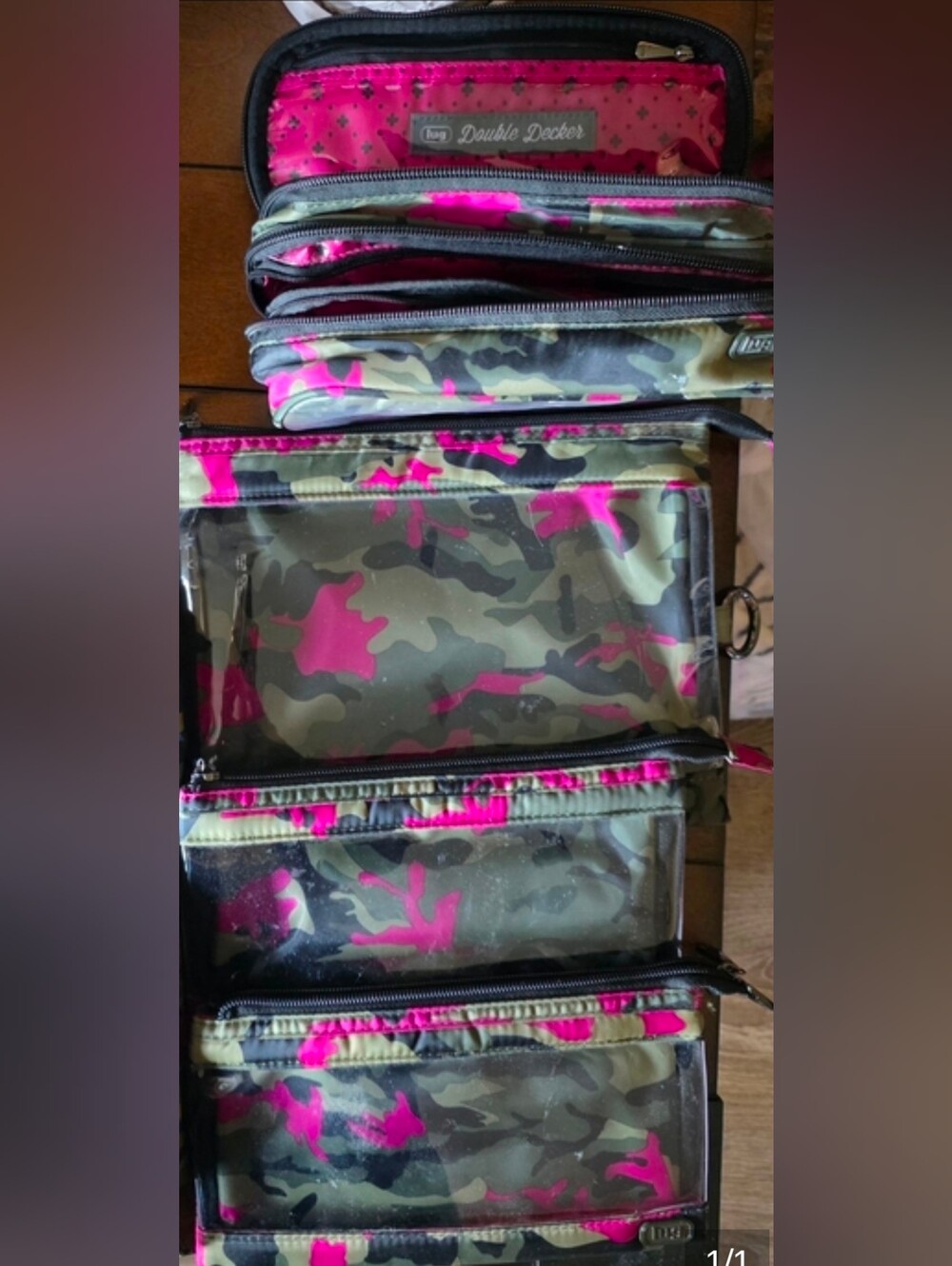 lug Pink & Olive Camo Clear Cosmetic Pouch Set